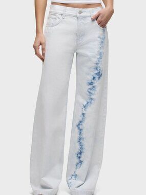 NEW Hudson Jeans Rylee Low Rise Loose Bleached Cloud Wide Leg Jean Size 25
